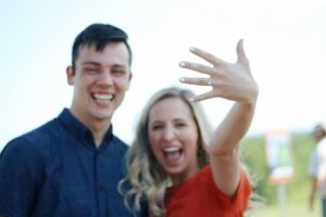 couple celebrating engagement